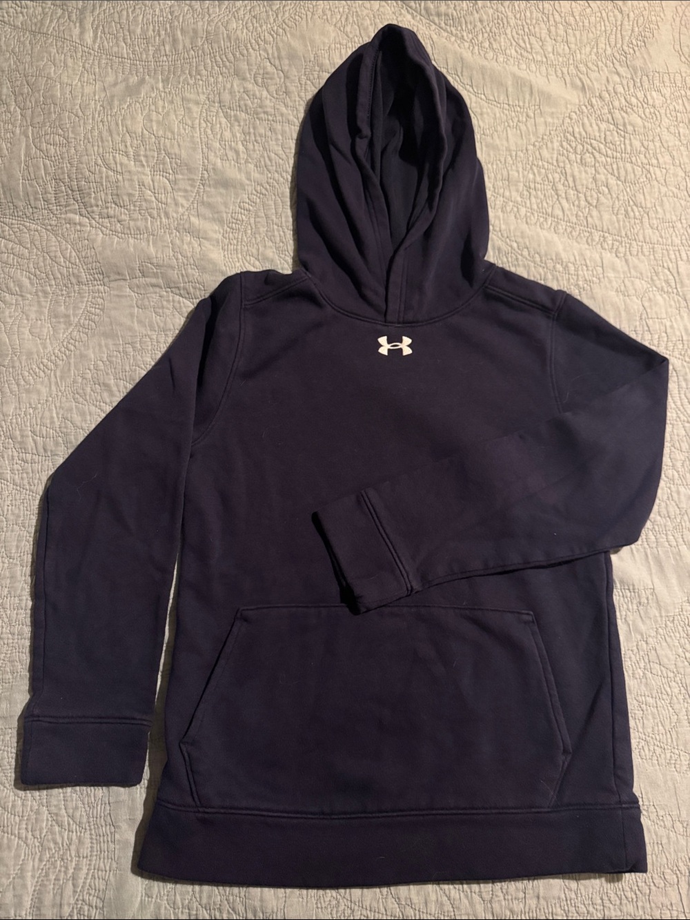 Under Armour Dark Navy Pullover Hoodie with White Logo